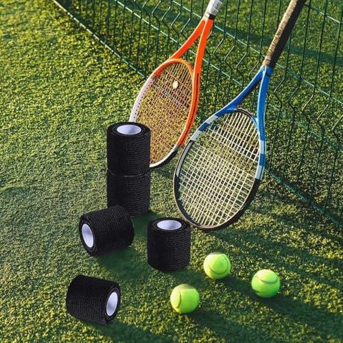 KISEER 15er-Pack 2 Zoll x 5 Yards Schwarze selbstklebende Bandage, atmungsaktive, elastische und haftende Wickelrolle für Sport, Handgelenk, Knöchel