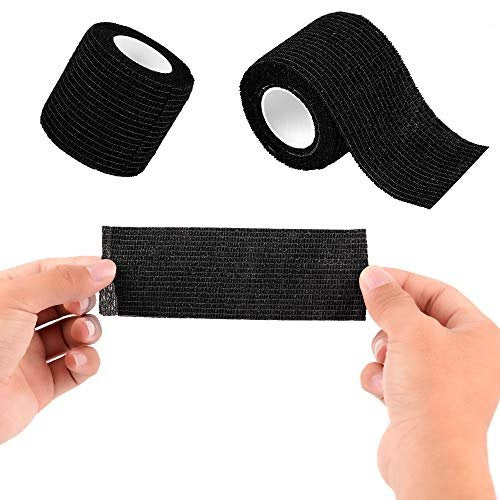 12er-Pack Selbsthaftende Kohäsive Bandagen 5 cm x 4,5 m, Erste-Hilfe-Tape, Elastisches Selbstklebeband, Sportbandage, Atmungsaktive Wundbandage für Handgelenk, Knöchel, Schwarz