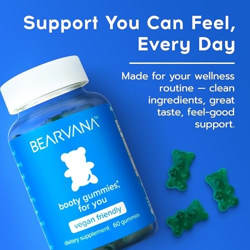 BEARVANA Pfirsich Unterstützung Multivitamin Gummis für Frauen | Pflanzliches & Vitamin Gummipräparat für tägliches Wohlbefinden | Beerengeschmack | 60 Gummis