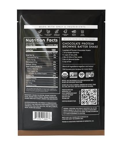 Truvani Veganes Erbsenproteinpulver | Schokolade | 20g Bio-Pflanzenprotein | 1 Portion | Keto | Gluten- & laktosefrei | Low Carb | Ohne Zuckerzusatz