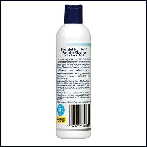 Monistat Borsäure Intimwaschlotion, Duftfreie Intimhygiene für Frauen mit sanfter pH-ausgeglichener Formel, 10 Fl Oz