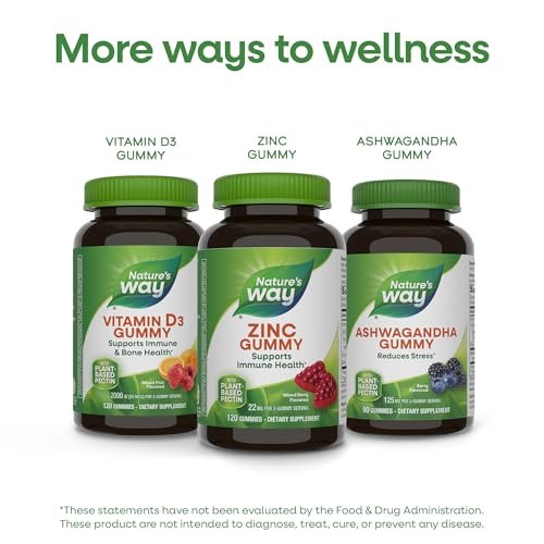 Nature's Way Zink Gummis – Immununterstützung mit 100 % Tagesbedarf pro Gummibärchen, für Erwachsene & Kinder ab 9 Jahren, glutenfrei, pflanzliches Pektin, gemischte Beeren, 120 Gummis