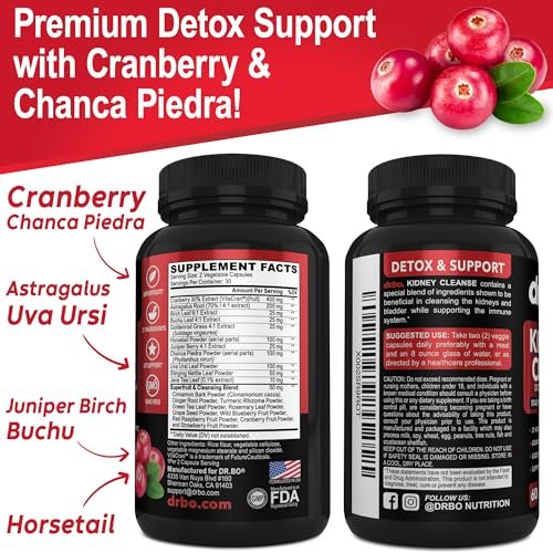 Nierenreinigung Entgiftungsunterstützung Nahrungsergänzungsmittel - Natürliche Cranberry, Wacholderbeeren, Buchu & Uva Ursi Extrakt zur Unterstützung von Nieren, Blase und Harntrakt - Kräuter-Nierenmischung Kapseln