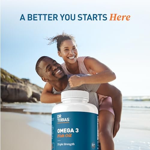 Dr. Tobias Omega 3 Fischöl 2000mg Dreifachstärke mit 800mg EPA und 600mg DHA pro Portion | Omega-3 Kapseln für Herz, Gehirn und Immunsystem – 90 Weichkapseln (45 Portionen)