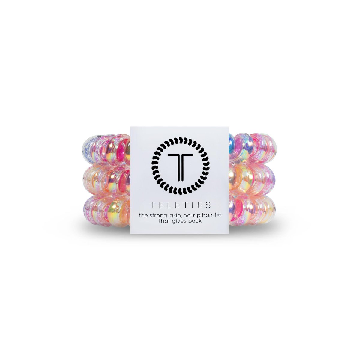 TELETIES Spiralförmige Haarspiralen – Haargummis für Frauen – Telefonkabel-Haargummis – Starker Halt, kein Reißen, wasserresistent, keine Abdrücke – 3er-Pack (Groß, Eat Glitter for Breakfast)