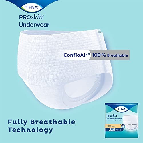 TENA ProSkin Plus Einwegunterwäsche zum Anziehen mit Reißnähten, Größe Large, 72633, 18 Stück