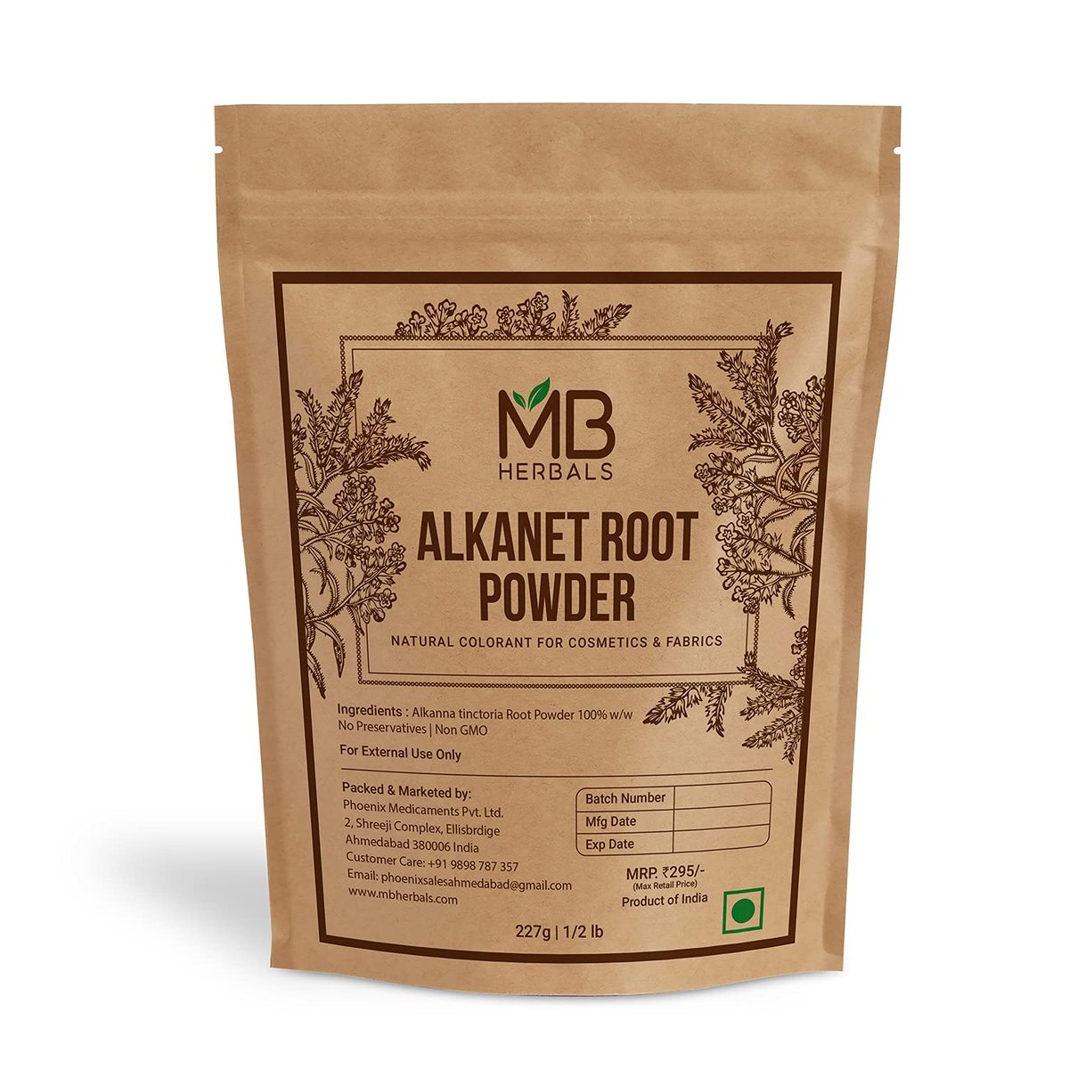 MB Herbals Alkanetwurzelpulver 227 g | Ratanjot | Alkanna tinctoria | Natürlicher Farbstoff für Kosmetik & Stoffe | Haarwachstum