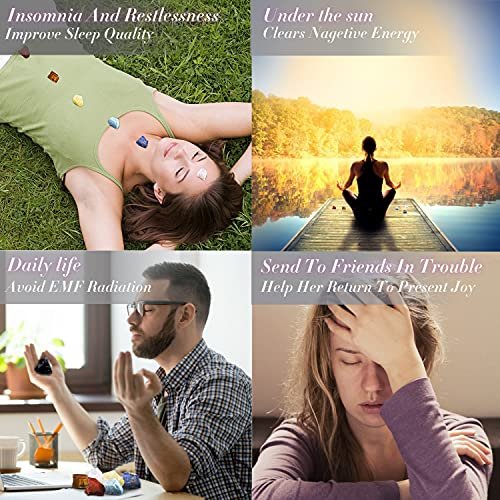 AOOVOO 17-teiliges Kristall- und Heilstein-Set: 14 echte Roh-Chakra-Steine, Selenit-Ladeplatte, Amethyst-Halskette, Rosenquarz – Geschenkbox mit Anleitung für Anfänger, Meditation, Yoga