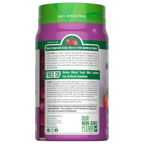 Nature's Truth Melatonin Gummis | 1 mg | 60 Stück | gemischter Beerengeschmack | Vegan, Non-GMO & Glutenfrei