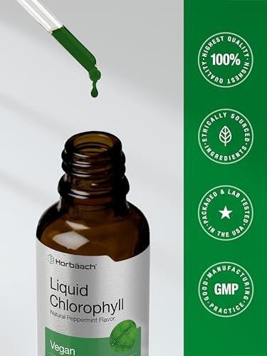 Horbäach Liquid Chlorophyll Drops | 2 fl oz | Natürlicher Pfefferminzgeschmack | Vegan, Nicht-GVO & Glutenfrei