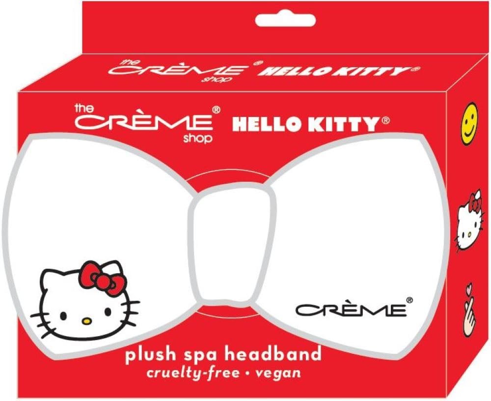 The Creme Shop x Hello Kitty Classic White Teddy Headband – Weiches und flauschiges Stirnband für Damen, ideal für Gesichtswäsche und Hautpflege