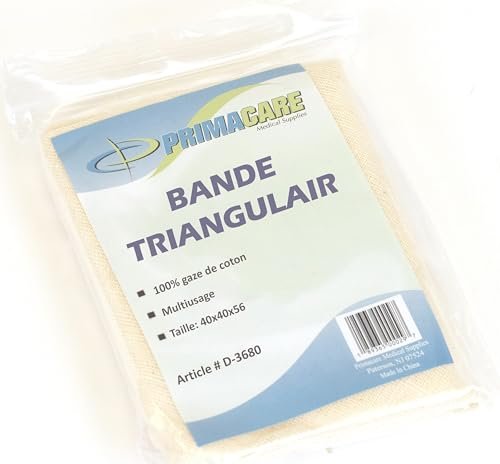 Primacare D-3680 Erste-Hilfe-Dreieckstuch zur Schienung bei Verstauchungen und Knochenbrüchen, Latexfrei, Vliesbaumwolle, 40x40x56 cm, 12er-Pack