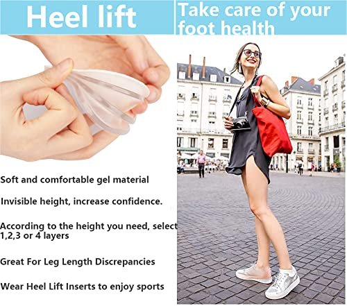 Verstellbare orthopädische Fersenerhöhungseinlagen, 1/4" bis 1" Gel-Fersenpolster, Höhenverstellbare Einlegesohle für Beinlängendifferenzen, Fersensporn, Fersenschmerzen, Sportverletzungen und Achillessehnenentzündung (4 Schichten), Klein