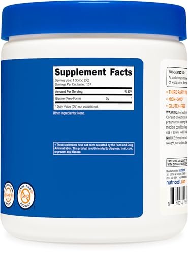 Nutricost Glycin-Pulver 1lb – Nicht-GVO, glutenfrei, reines Aminosäurepulver