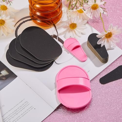 Chengu 62-teiliges Kristallbeine und Gesichtshaarentfernungs-Kit für Frauen - 2 Größen Smooth Away Pads, 60 feine Peeling-Schleifpapiere für Lippen- und Hautpflege (Pink, Schwarz)