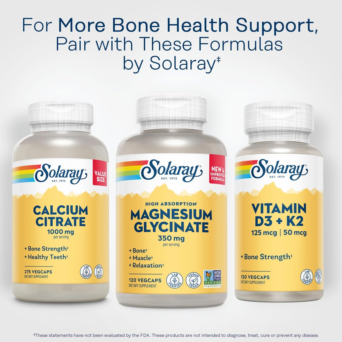 SOLARAY Magnesium Glycinat Kapseln, cheliertes Magnesiumbisglycinat mit BioPerin, hochabsorbierendes Magnesiumpräparat – Knochen-, Muskel-, Herzunterstützung, vegan (30 Portionen, 120 Kapseln)