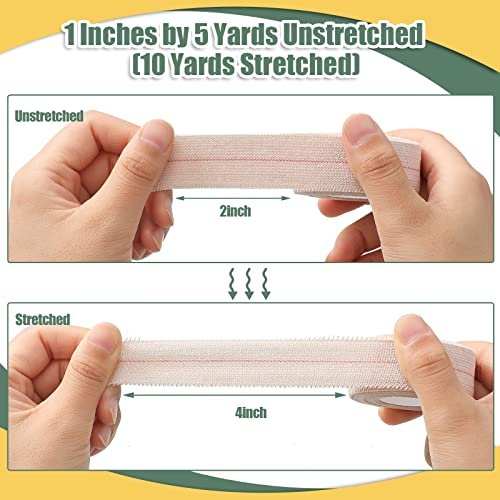 Nuanchu 2 Rollen elastischer Klebeverband, flexibler Sportverband für Knöchel, Knie und Handgelenk, Tierverband, Pferdeverband (2,5 cm breit, apricot)