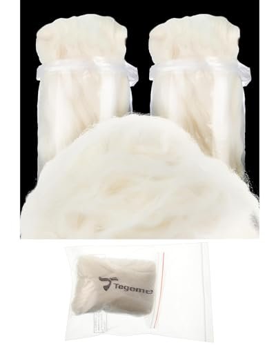 Tegeme Schafwolle für Zehen – 50g Weiche Fußpolster Zehenspreizer, Blasenprävention, Ballenzehen, Hornhautentferner, Polster für Wandern und Spitzenschuhe