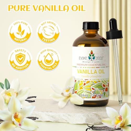 EVOKE OCCU Vanille Ätherisches Öl – 118 ml – für Entspannung im Home Office, Wohnzimmer, Diffuser, Kerzen, Seife