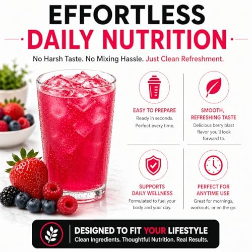 ProtiFit High Protein Fruchtgetränkepulver – Berry Blast, 15g Protein, Zuckerfrei, Kalorienarm, 7 Portionen