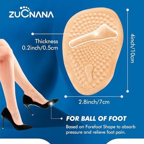 ZUCNANA Metatarsal Pads | 2 Paar High Heel Einlagen | Weiche Gel-Einlagen für Frauen | Wiederverwendbare Ballenpolster gegen Fußschmerzen und für Komfort | Einheitsgröße (Gold)