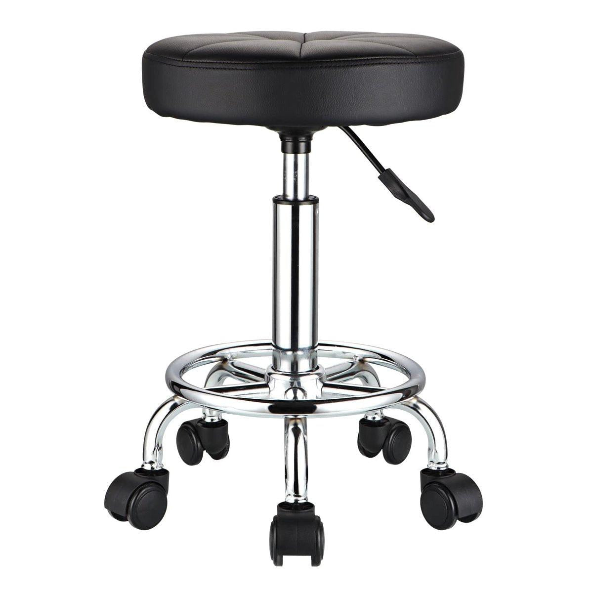HMTOT Runder Rollhocker mit Rollen Höhenverstellbarer Drehhocker für Salon Spa Massage Schwarz