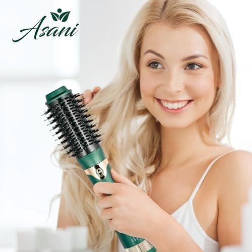Asani Heißluftbürste - Multifunktionaler Föhnbürste mit austauschbaren Aufsätzen, beheizte Rundbürste zum Locken oder Glätten, Volumen- und Styling-Tool für alle Haartypen