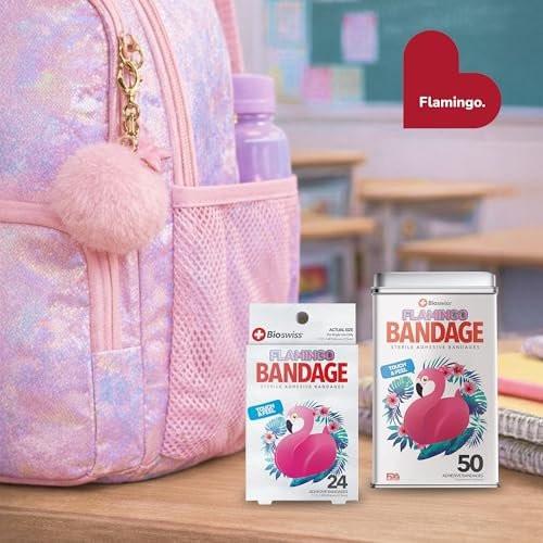 BioSwiss Pflaster, Flamingo-förmige selbstklebende Pflaster, Latexfrei, Sterile Wundversorgung, 24 Stück