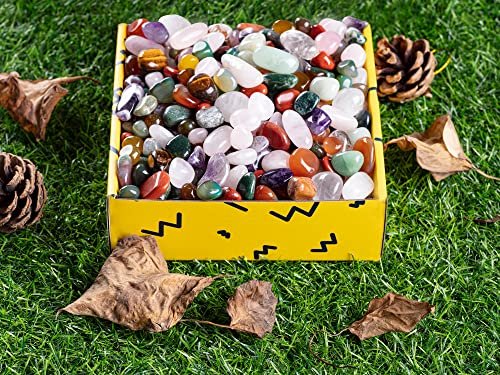 FORBY 1,36 kg Natürliche Bulk-Mischung Tumbled Poliersteine Kristallset Echte Rohsteine für Wohnkultur Reiki Geschenke Energietherapie Anfänger Größe 15 mm