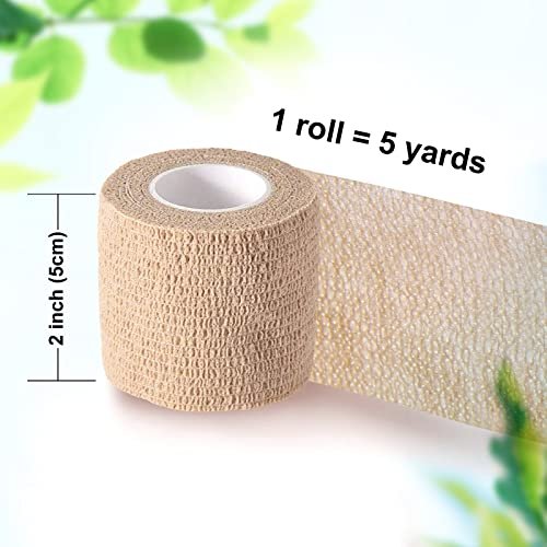 Selbstklebende Bandage-Wickel, Selbsthaftende Bandage, Vet Wrap für Hunde, Kohäsive Wickelbandagen für Sport, Erste Hilfe, Handgelenk, Knöchel, 4er-Pack, 2 Zoll
