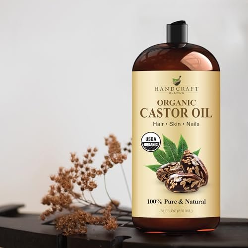 Handcraft Blends Bio-Rizinusöl 828 ml – 100 % rein und natürlich, Premium-Trägeröl für Haare, Wimpern, Augenbrauen und Körper, kaltgepresst, hexanfrei