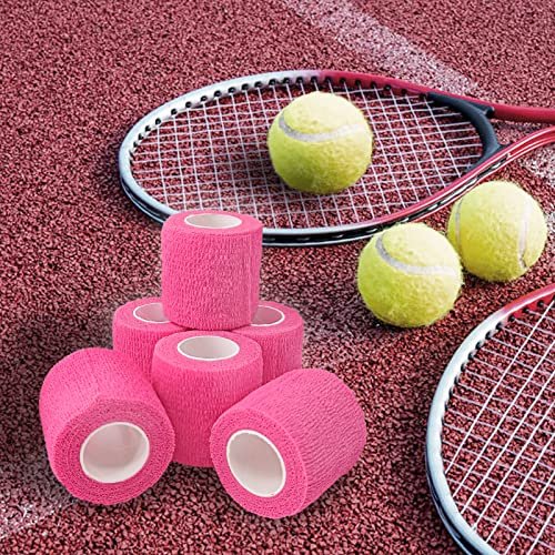 24 Stück Selbstklebende Bandage 5 cm, Sport- und Erste-Hilfe-Wickel, elastisch, nicht gewebt, für Handgelenk, Knöchel, Schwellungen und Tierpflege (Pink)