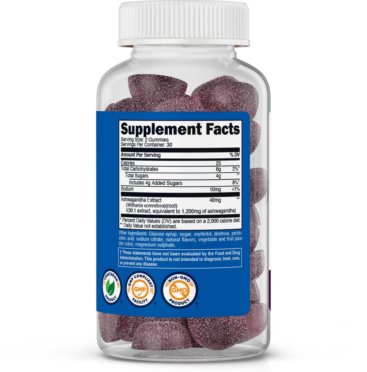 Nutricost Ashwagandha Extrakt Gummibärchen (Mischbeere) 60 Stück für 30 Portionen pro Flasche - Vegetarisch, GMO-frei und glutenfrei