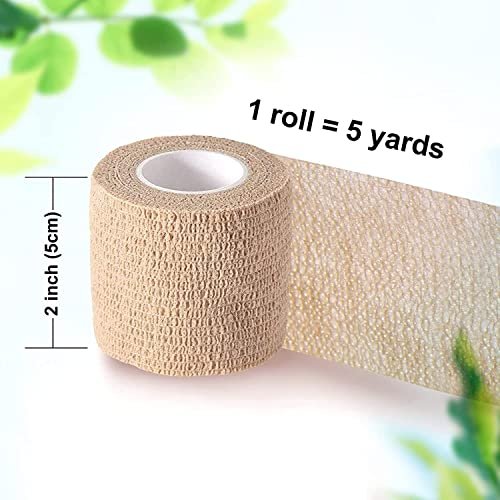 Selbsthaftender Verbandwickel, 2 Zoll x 5 Yards, 6er-Pack, Selbstklebende elastische Binde für Sport, Erste-Hilfe-Tape