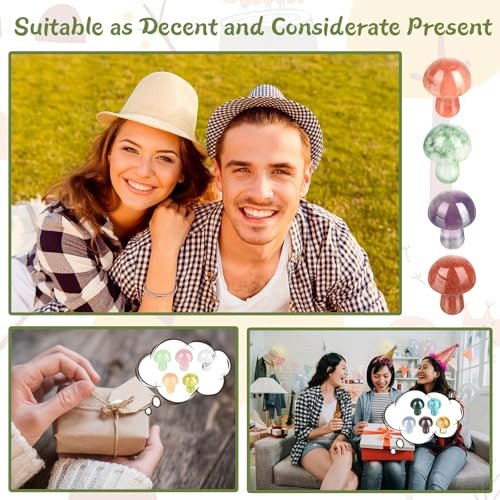 Nuanchu 20 Stücke Kristallpilz Dekoration, handgefertigte Mini-Skulptur, Sorgenstein Figuren, Bulk Edelstein poliert, für Hexerei DIY Meditation Garten (Klassische Farben)