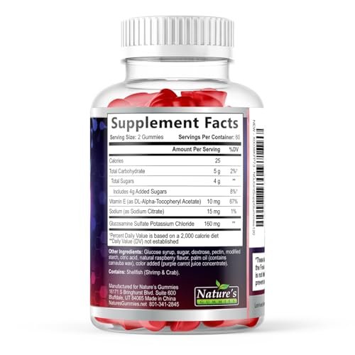 Gelenkunterstützung Extra stark – Glucosamin Gummis für Gelenkgesundheit und Flexibilität – Natürliches Vitamin E – Beste Gummis für Frauen und Männer – 120 Gummis
