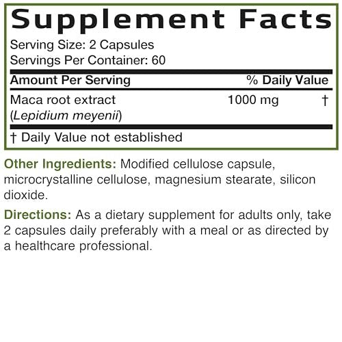 Bronson Maca Root Extra Lepidium Meyenii, Non-GMO, 120 Kapseln (pflanzlich)