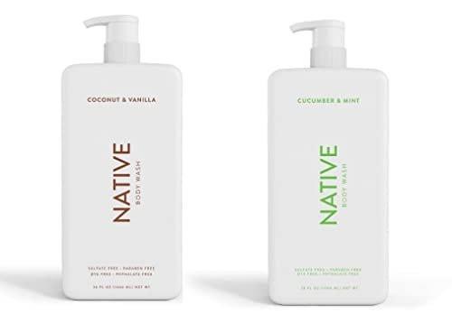 Native Duschgel Coconut & Vanilla, Cucumber & Mint – 36 oz Flasche mit Pumpe – 2er-Pack