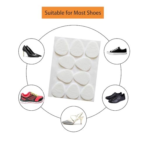20er-Pack Metatarsal-Pads für Damen und Herren, Filz-Ballenpolster, selbstklebende Fußpolster für Vorfuß und Sohle, Unterstützung bei Metatarsalgie und Morton-Neurom, Weiß