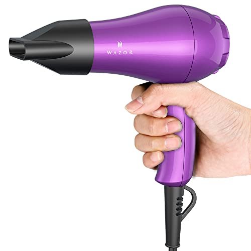 Wazor Leichter Mini-Haartrockner für Pour Painting & Wohnmobil Kompakter Reise-Haartrockner für Kinder 1000W Ionen-Haartrockner mit Konzentrator und Kaltlufttaste