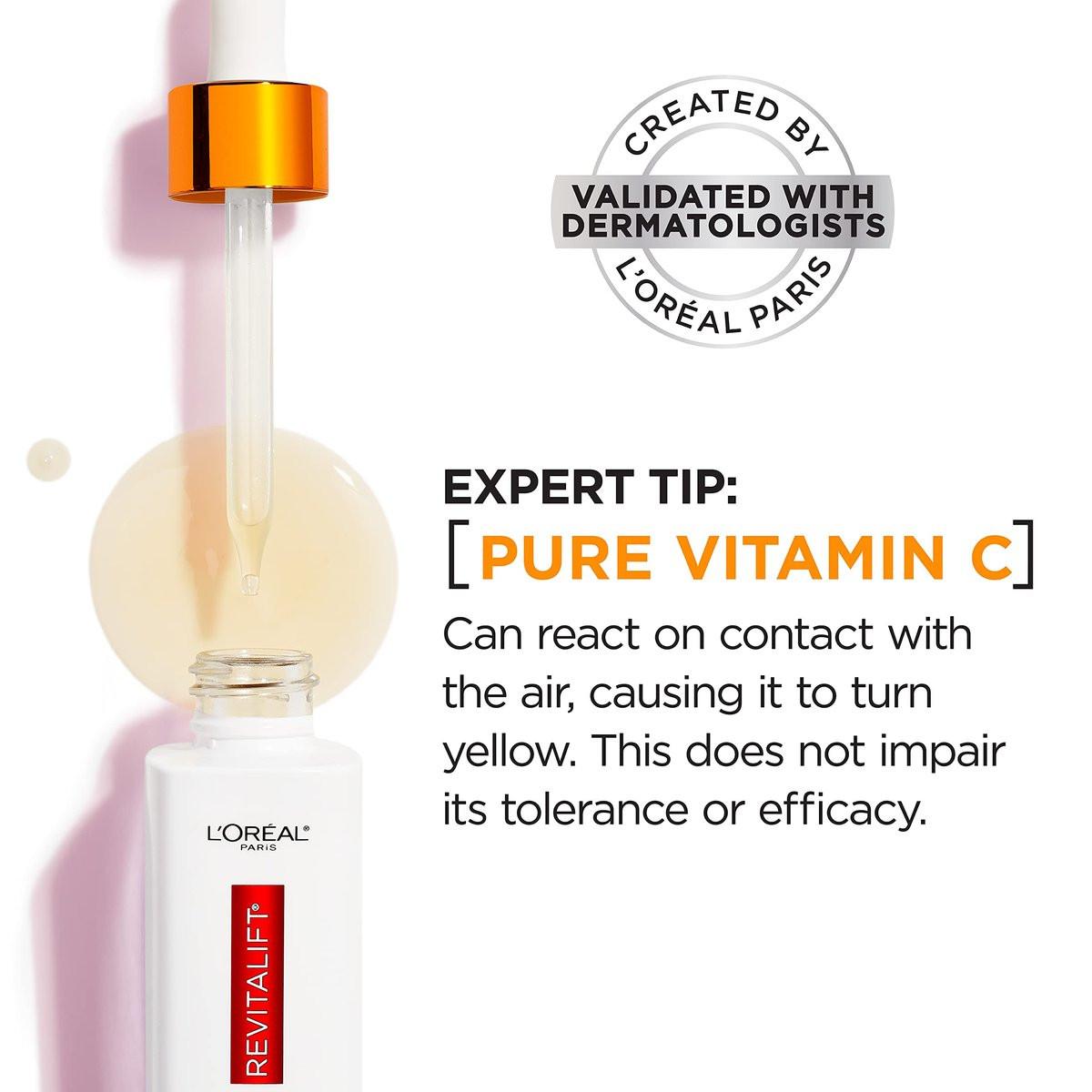 L'Oreal Paris Revitalift 12% Reines Vitamin C Serum – Aufhellendes Gesichtsserum mit Vitamin E und Salicylsäure, 30 ml + Feuchtigkeitsprobe