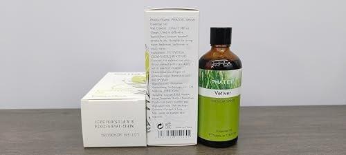 Vetiver 100ml Ätherisches Öl – PHATOIL Reines Aromatherapieöl für Diffuser, Luftbefeuchter, DIY Seife, Kerzen, Badebomben