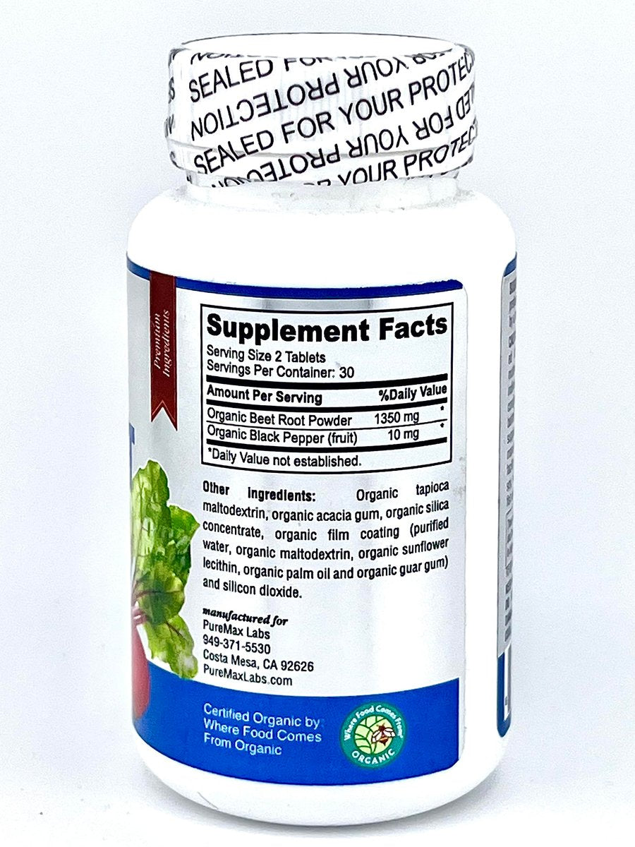 YUMMYVITE Bio Rote Bete Pulver Tabletten - 1350mg mit Schwarzem Pfeffer für schnellere Absorption - Steigert Stickstoffmonoxid für Energie und Ausdauer - 60 Tabletten