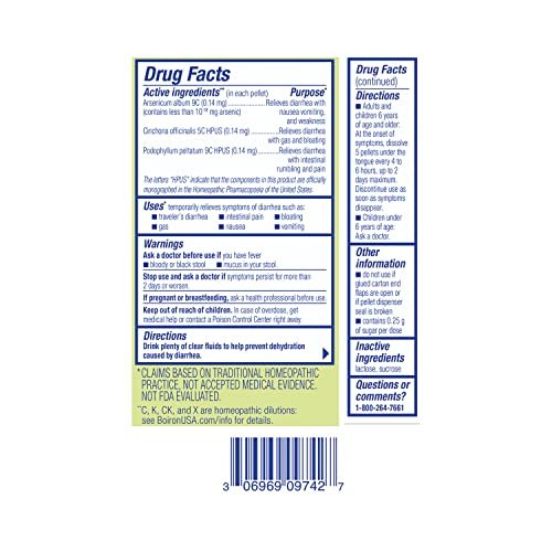 Boiron Diaralia On The Go – Reisedurchfallmittel gegen Durchfall, Blähungen, Bauchschmerzen und Reisedurchfall – 2 Packungen (160 Kügelchen)