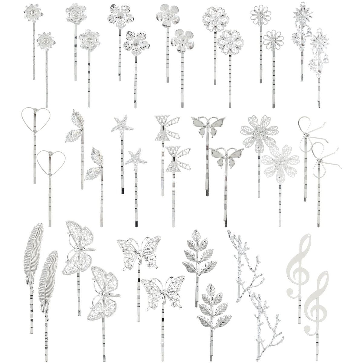 Lawie Vintage Retro Butterfly Flower Metall-Haarschmuck: 40-teiliges Set dekorativer Bobby Pins, Haarklammern, Haarspangen & Feinhaarhalter für Frauen & Mädchen