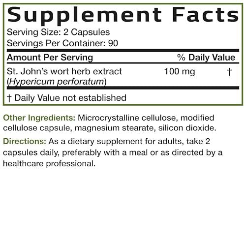 Bronson Johanniskraut 700 mg pro Portion – Hypericum perforatum – Unterstützt positive Stimmung – Non-GMO, 180 Kapseln