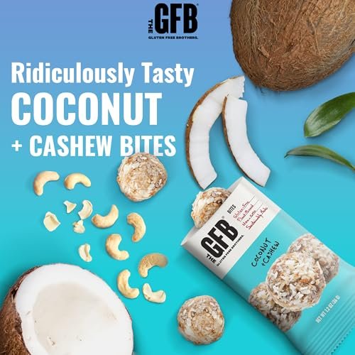 The GFB Kokos-Cashew Protein Bites – Glutenfrei, pflanzlich, nicht gentechnisch verändert, nachhaltig hergestellt – unglaublich leckere, gesunde, vegane Protein-Energiebällchen, 1,2 oz (10er Pack)