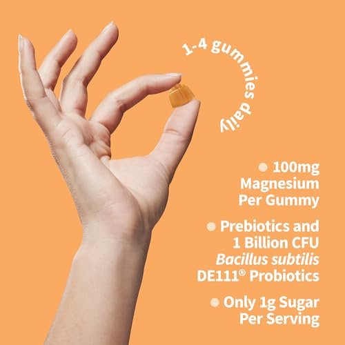 Garden of Life Magnesium Citrat Gummies mit Präbiotika & Probiotika – Vegan, Glutenfrei, Koscher, Non-GMO, ohne Zuckerzusatz, Pfirsichgeschmack, 60 Stück