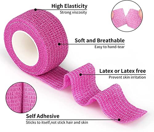 Lenicany 12er-Pack 1" x 5 Yards Selbstklebende Bandage, Elastische, atmungsaktive, selbsthaftende Wickel für Haustiere, Sportverband für Erste Hilfe, Sportverletzungen & Schutz, 12 Farben