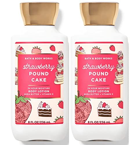 Bath & Body Works Super Smooth Body Lotion Set 2er-Pack – Erdbeer-Kuchen (Strawberry Pound Cake) 8 oz